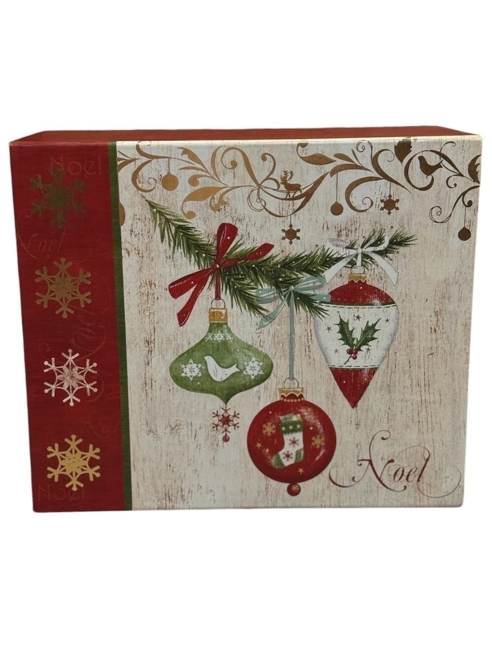 Noel Holiday Gift Box Red Bow Vintage Inspired